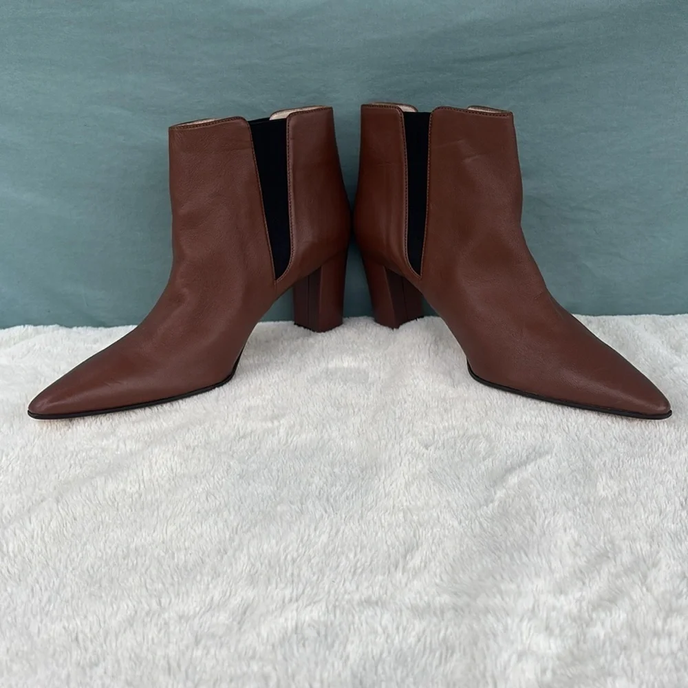 EUC Amalfi Brown Chelsea Ankle Booties Size 12.5M Leather Tan Pointed Toe